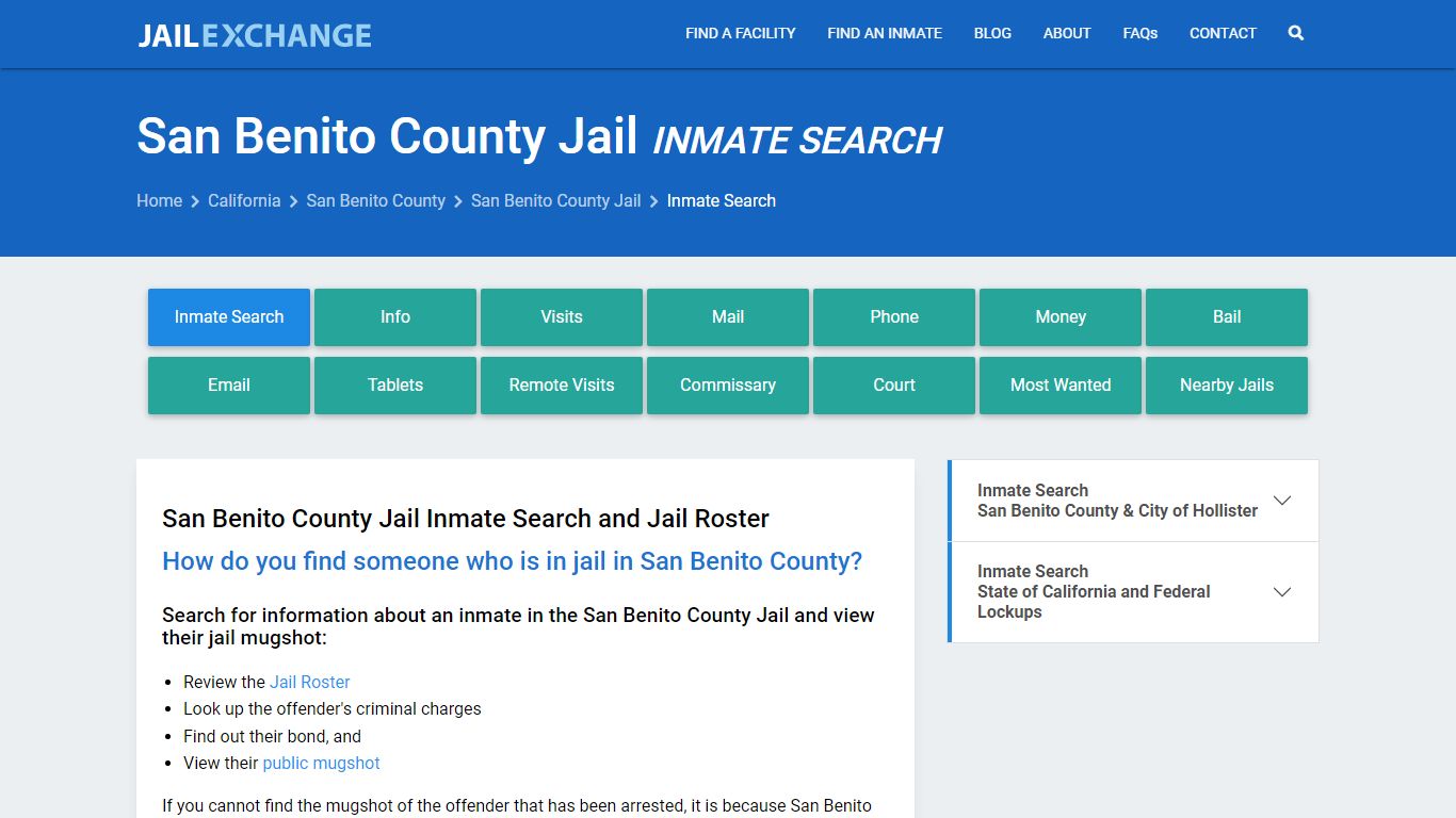 San Benito County Jail Inmate Search - Jail Exchange