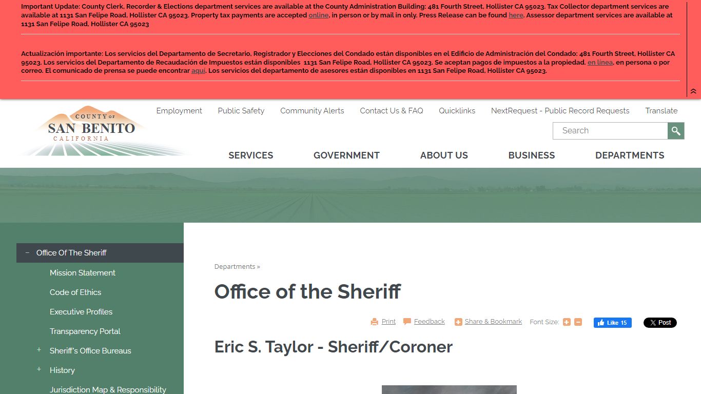 Office of the Sheriff | San Benito County, CA